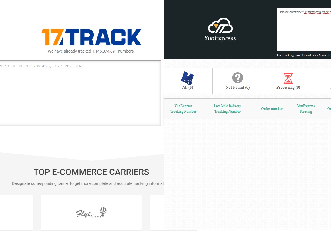 Tracciare Pacchi Cina 17Track-YunTrack