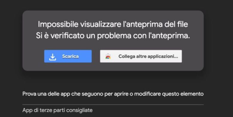 Problema Anteprima Google Drive