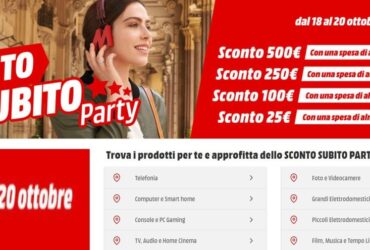 MediaWorld Sconto Subito Parti ottobre 2019