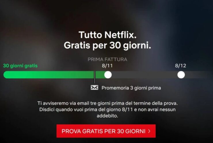 Netflix Gratis 30 giorni