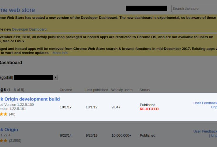 UBlock Origin Rejected