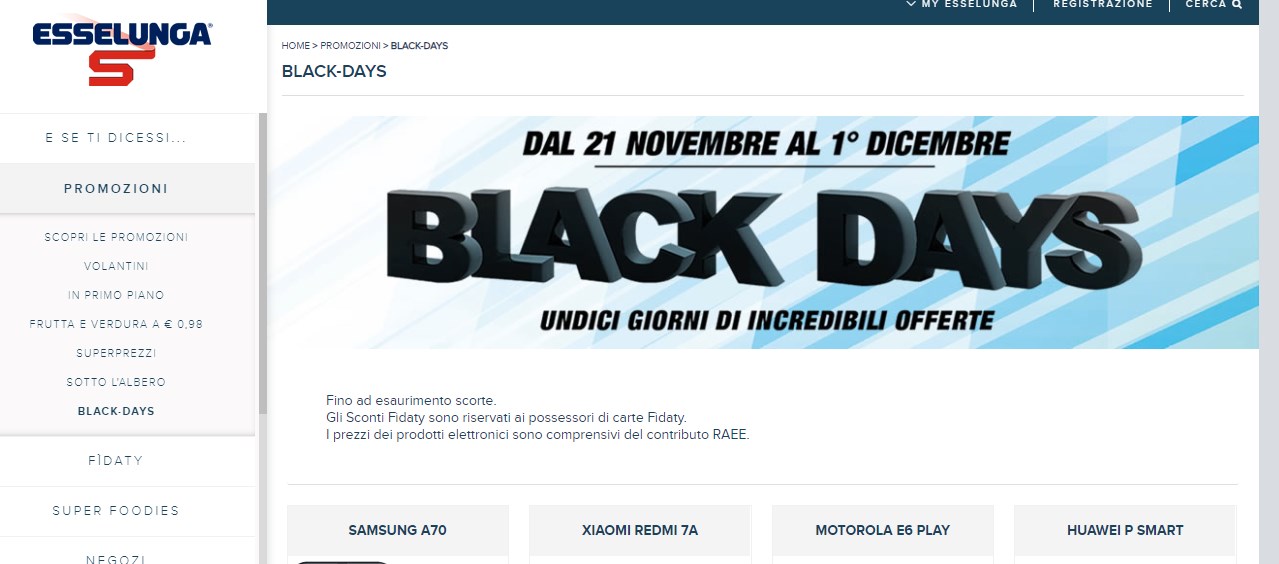 Esselunga Black Days 2019