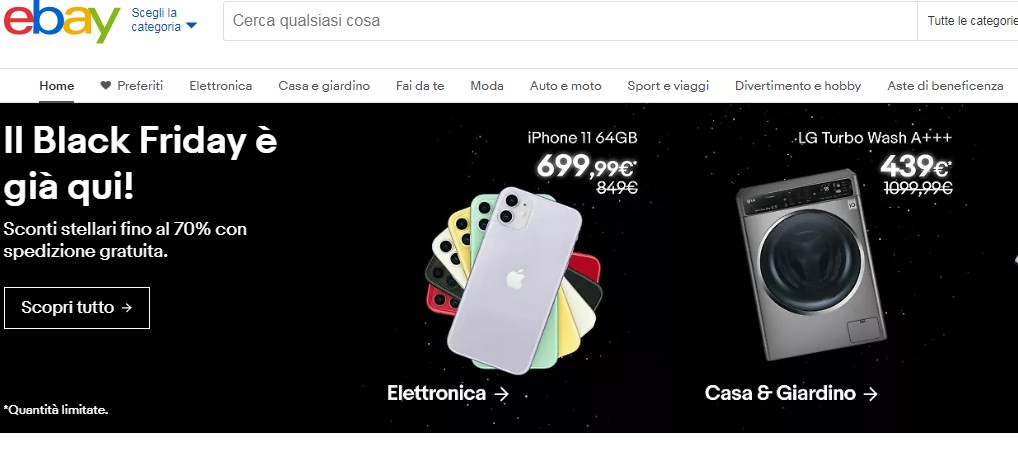 eBay Black Friday 2019 Offerte Stellari