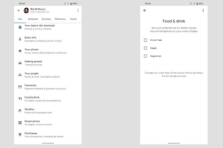 Google Assistant - Vegani, vegetariani o celiaci