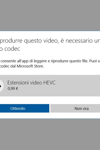 Estensioni video HEVC Gratis WIndows 10