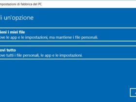 Reimposta Windows 10