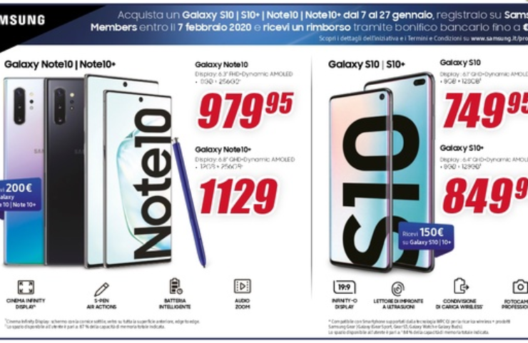 Samsung Galaxy Note 10 e S10 Rimborso