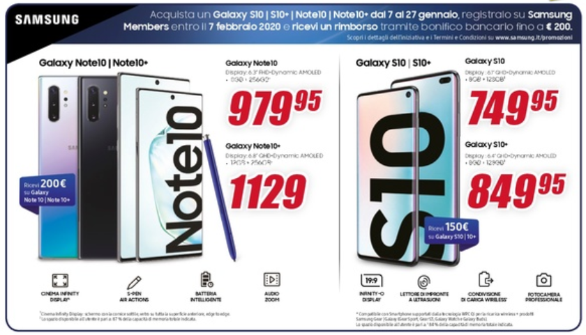 Samsung Galaxy Note 10 e S10 Rimborso