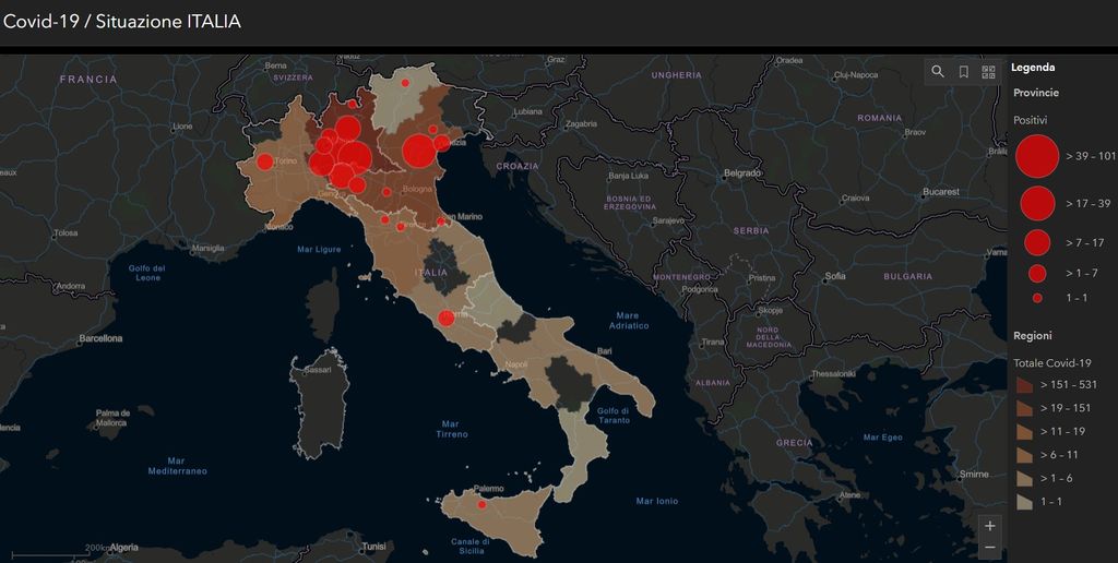 Coronavirus Mappa Italia