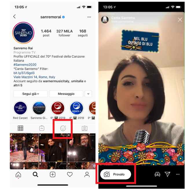 Scaricare Filtro Sanremo Instagram
