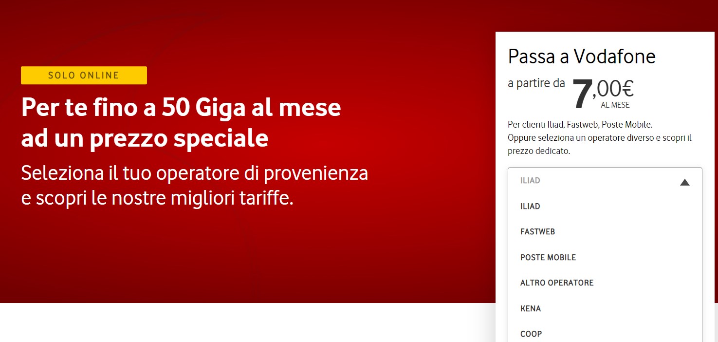 Pagina Offerte Tariffe Vodafone
