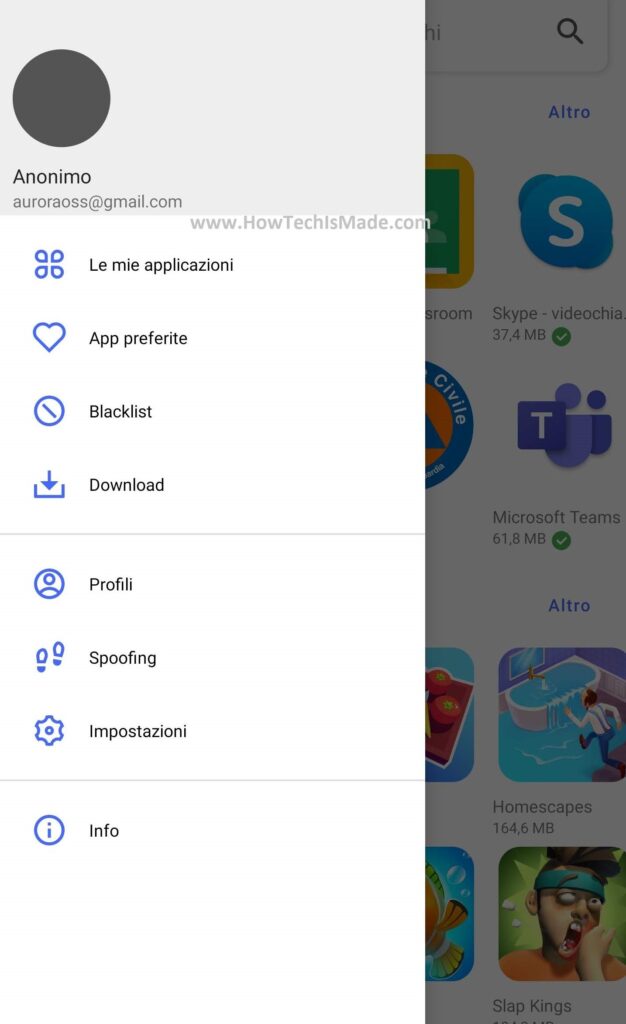 Aurora Store Menu Laterale