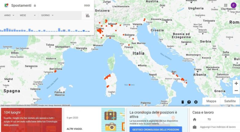 Cronologia Spostamenti Google Maps