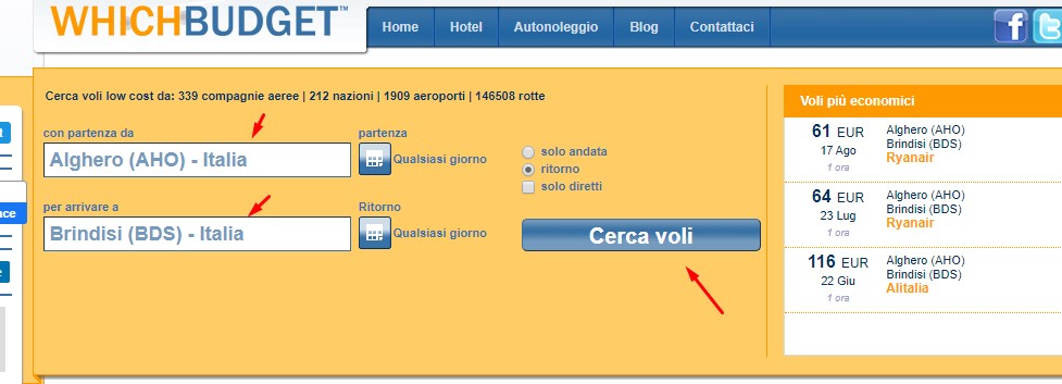 WhichBudget Cerca Voli