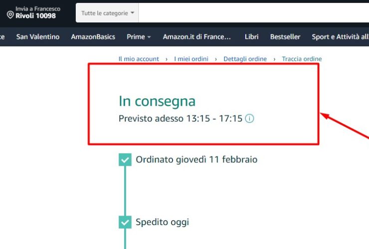 Previsione Consegna Amazon