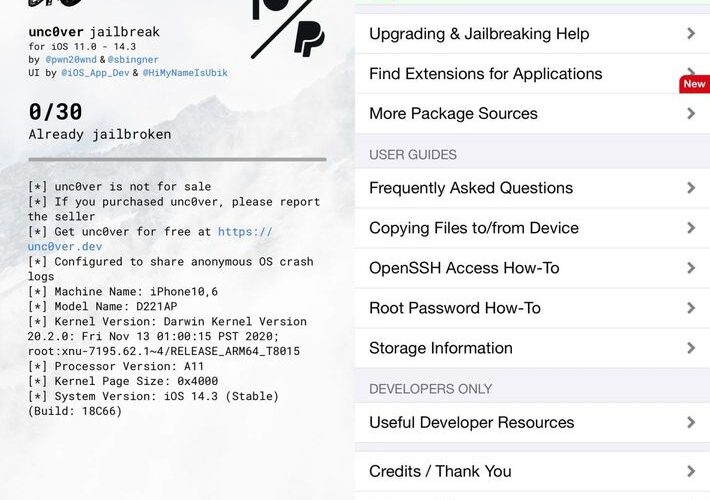 unc0ver 6 Jailbreak iOS 14