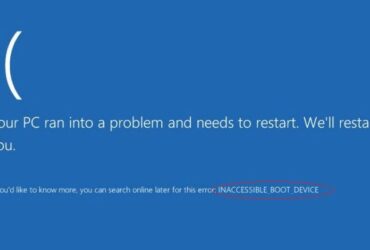 INACCESSIBLE BOOT DEVICE Error Windows 10