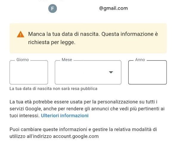 Data di Nascita Google