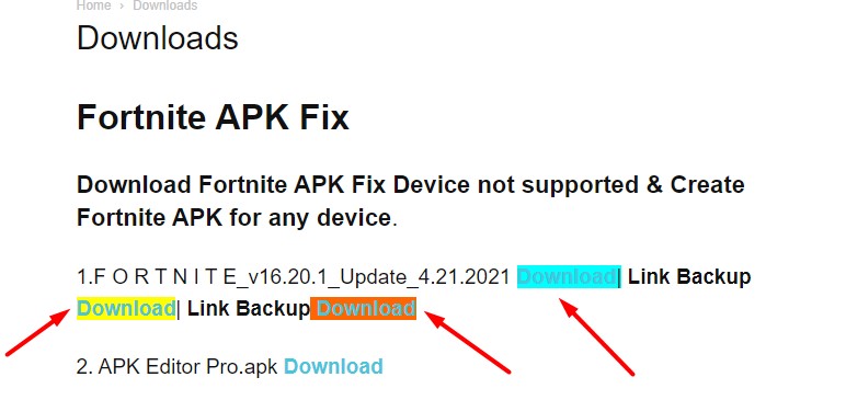 Download APK Fortnite Fix