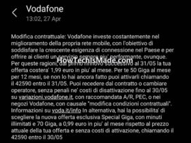 SMS Aumento Vodafone maggio 2021