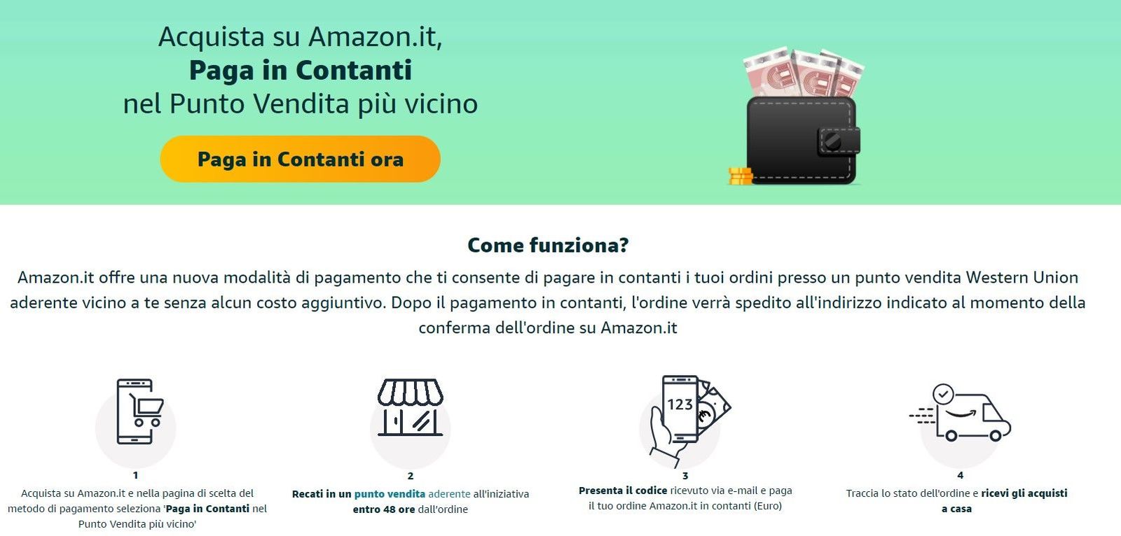 Come pagare in Contanti su Amazon