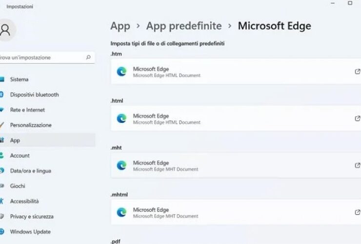 Cambiare Browser Default Windows 11 App Predefinite Edge