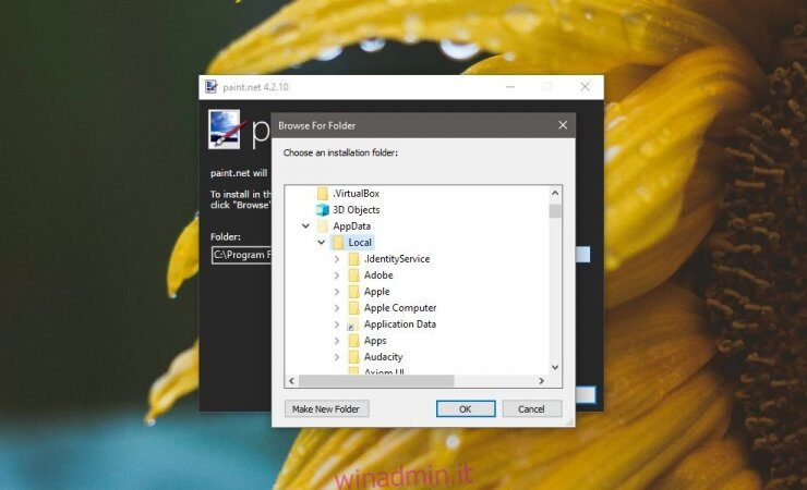 Cambiare Cartella Installazione App Windows