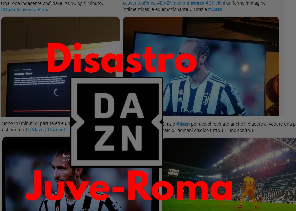 Disastro DAZN Juve Roma