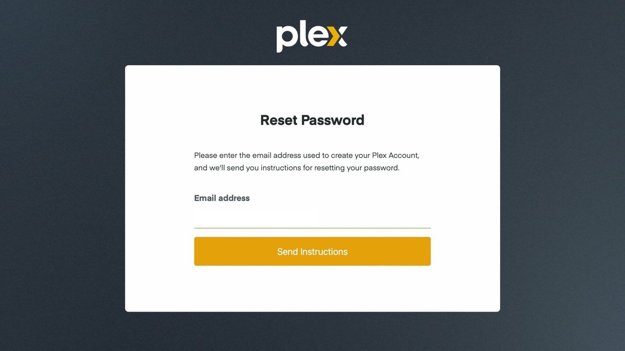 Plex Reset Password