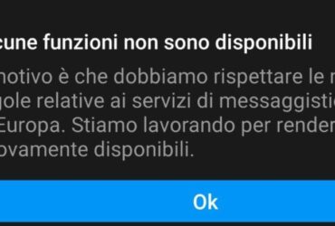 Alcune funzionalita non sono disponibili Instagram e Messenger