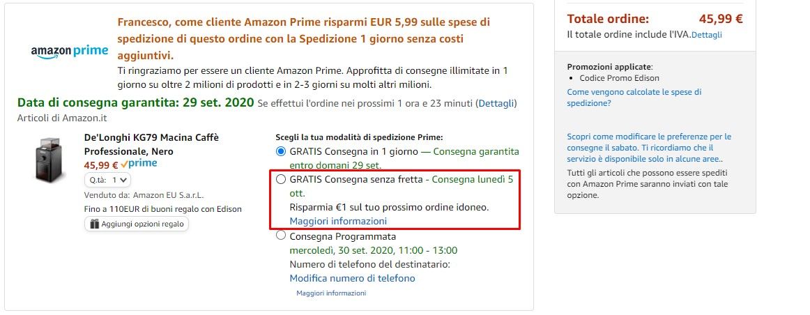 Amazon Consegna Senza Fretta