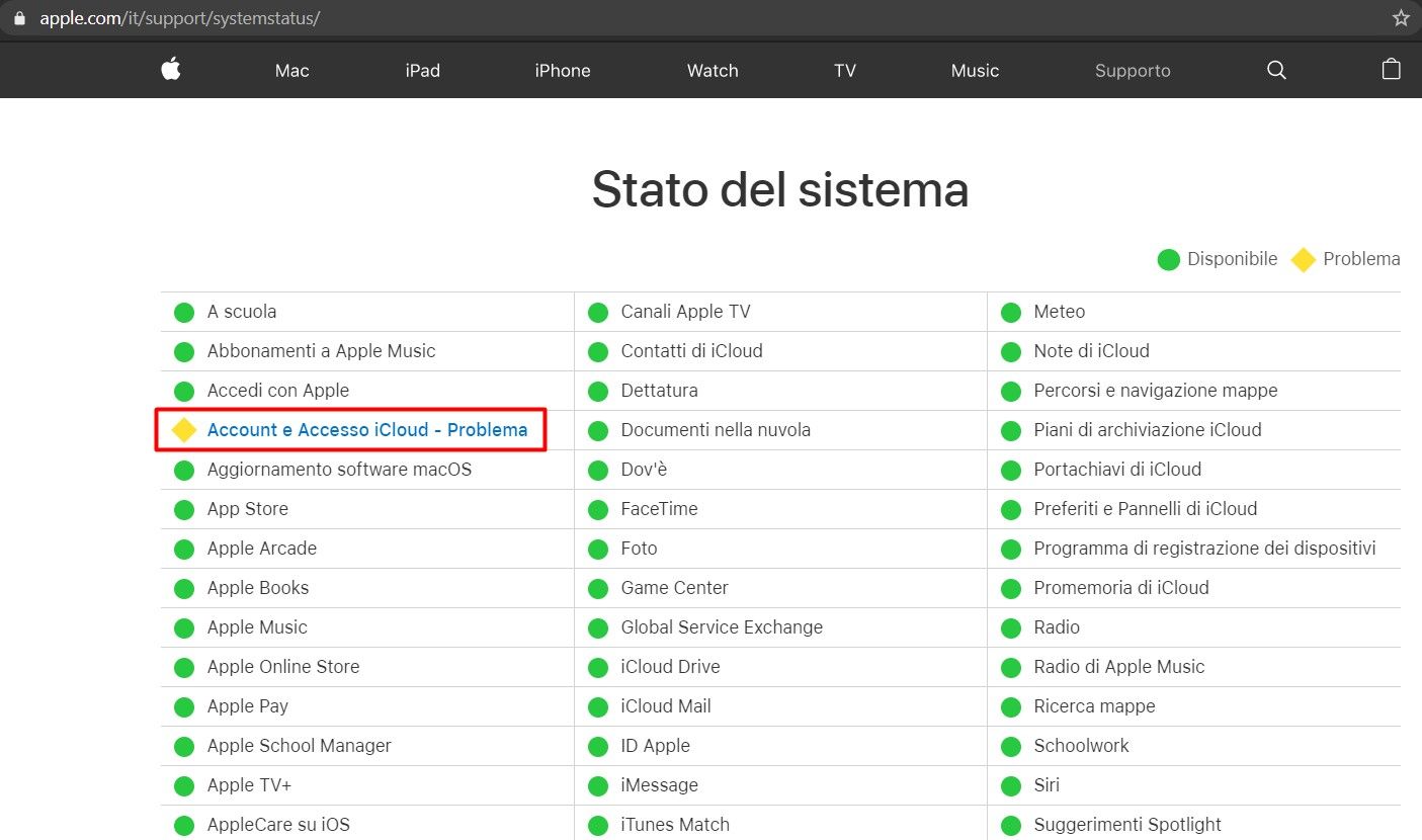 Apple System Status