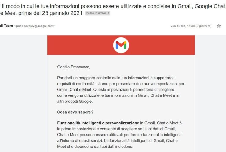 Condivisione Informazioni Google