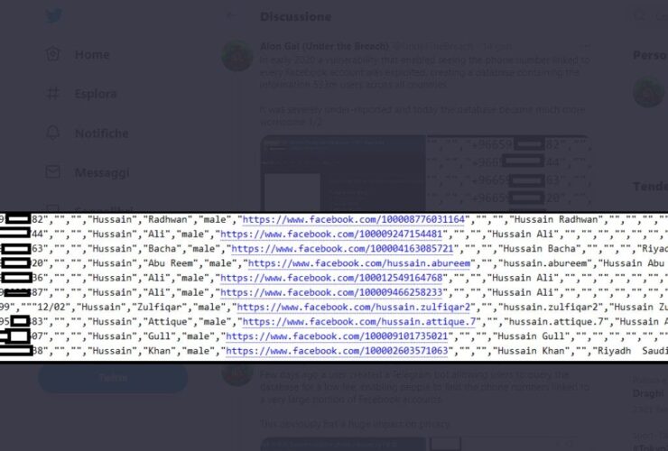 Facebook Rubati numeri di telefono