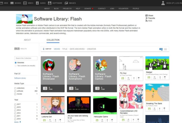 Internet Archive Software Library Flash