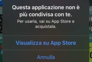 Questa Applicazione non è più condivisa con Te