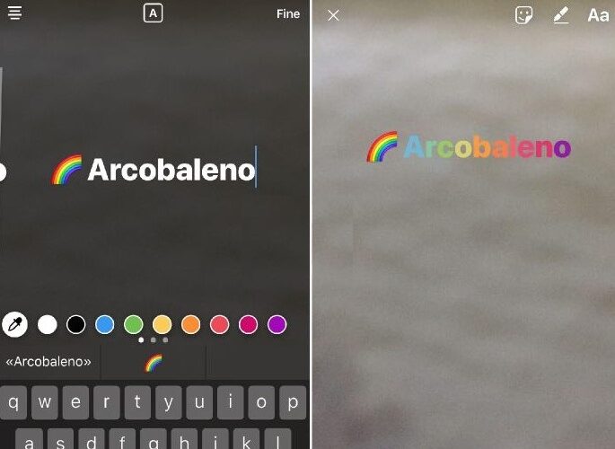 Scrivere Arcobaleno WhatsApp