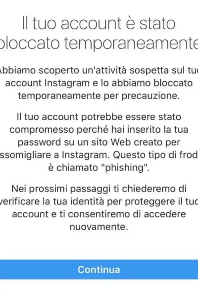 Account Bloccato Instagram