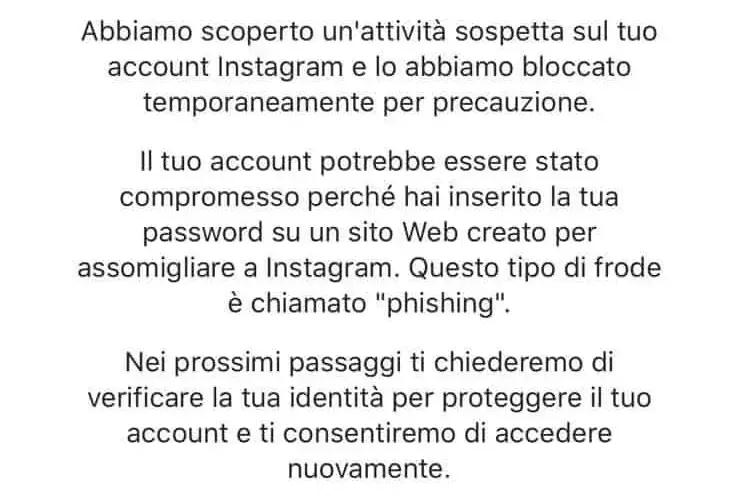 Account Bloccato Instagram