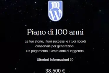 Piano 100 anni Wordpress