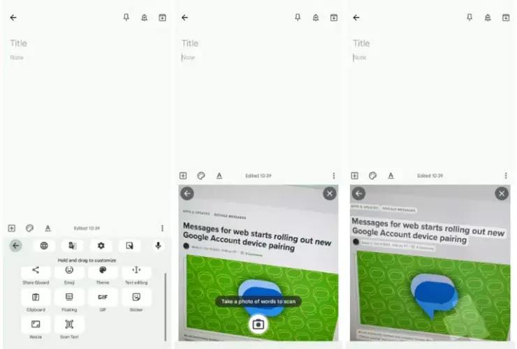 Gboard Android Scan Text