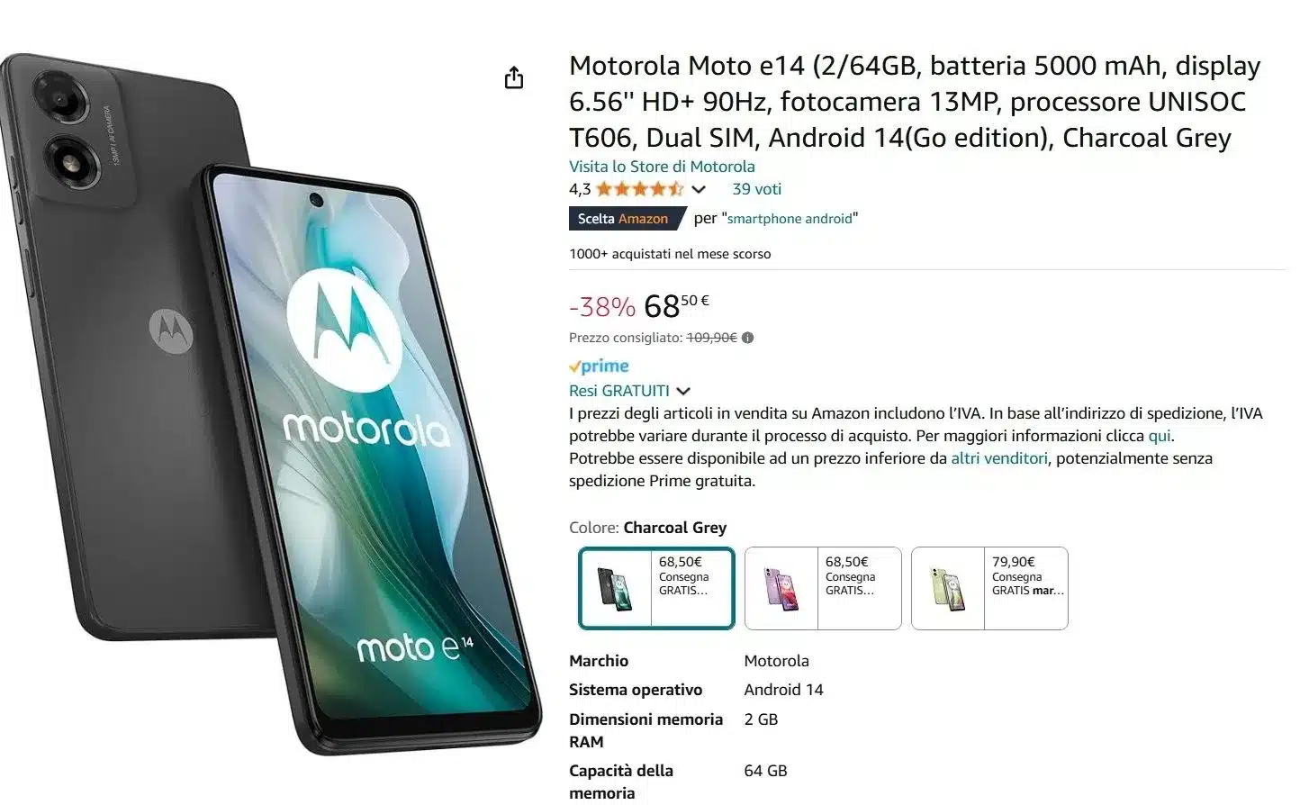 Motorola Moto E14 Amazon Black Friday