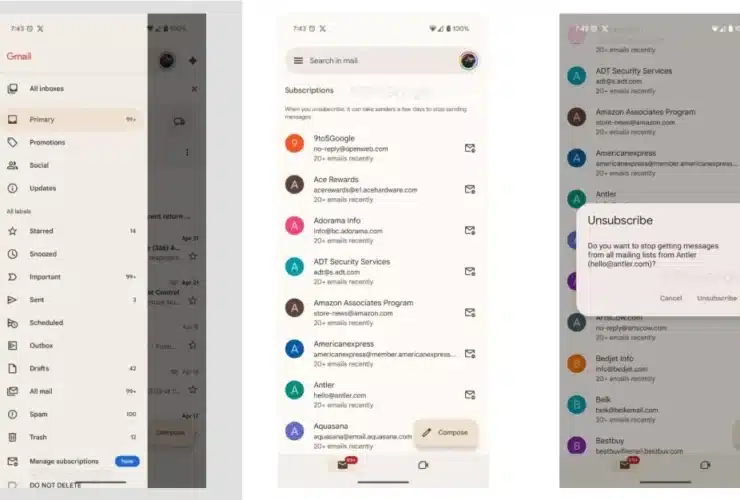 Manage subscription GMail