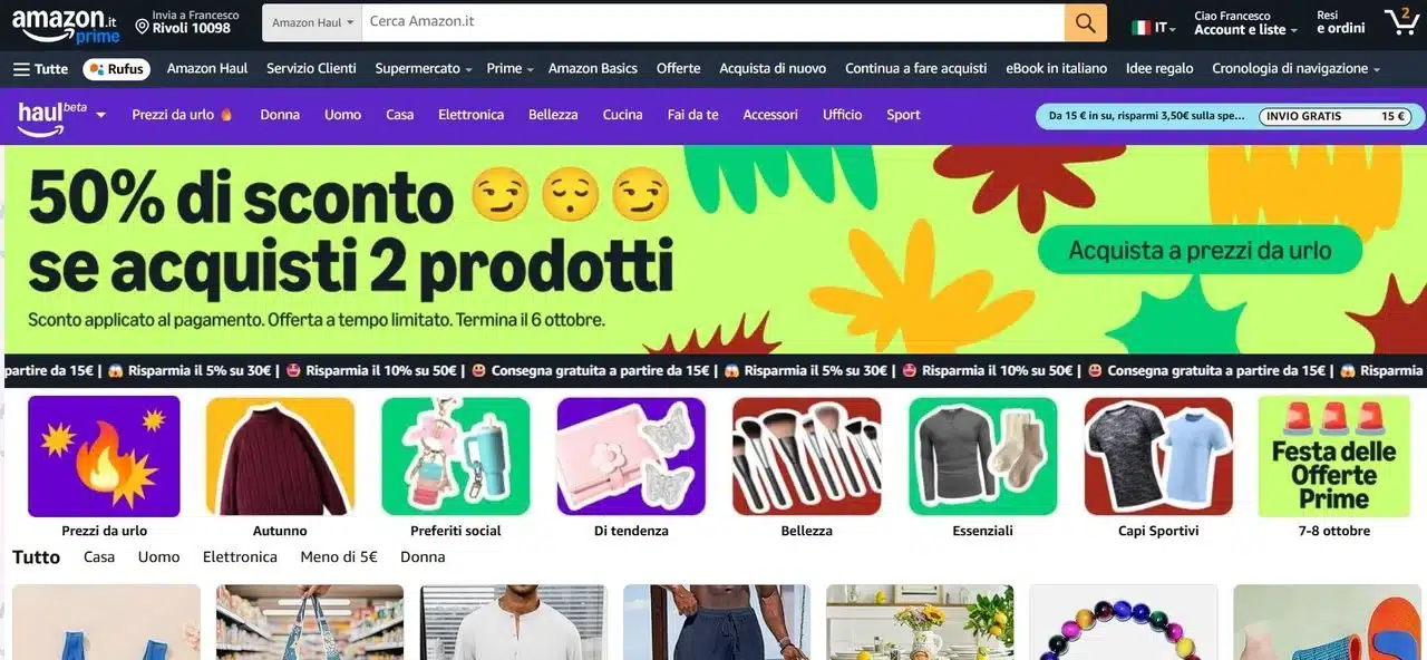 Amazon Haul Home Page