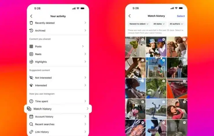 Instagram Reels cronologia
