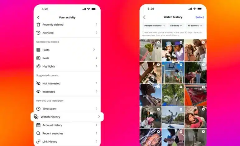 Instagram Reels cronologia