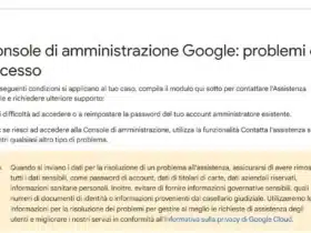 Console di amministrazione Google per problemi di accesso