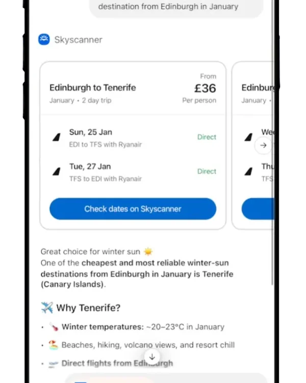 Skyscanner App su ChatGPT