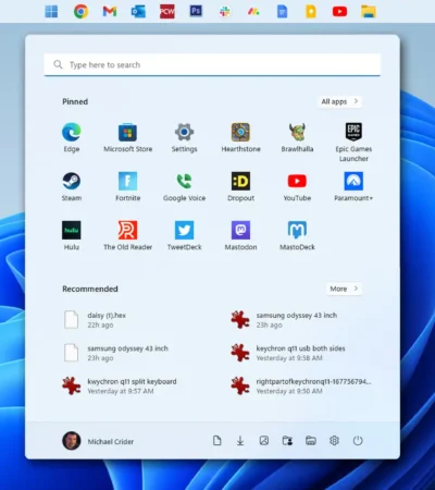 Taskbar Windows 11 in alto