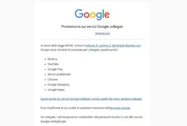 Promemoria sui servizi Google collegati